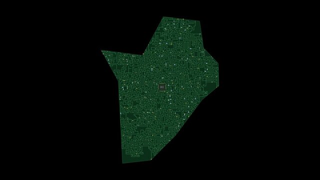 Circuit board map animation of Burundi &ndash; Digital PCB Territory Visualization, Technology, Communication