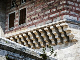 Traditional Ottoman Architecture Stone Corbel Support and Recessed Brick Wall Texture © Pamir