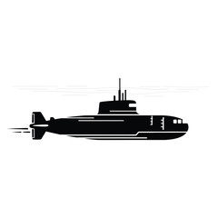 Fototapeta premium Black silhouette of a submarine underwater 1.