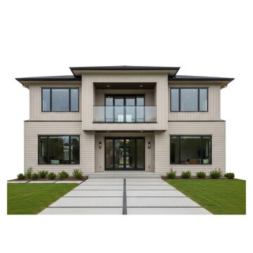 Modern Luxury TwoStory Residential House with Large Windows