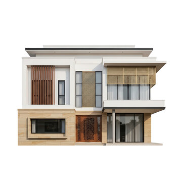 Modern two story house with contemporary design and large windows