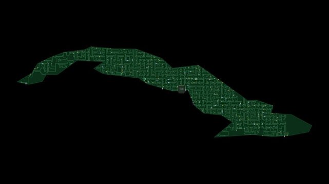 Circuit board map animation of Cuba &ndash; Digital PCB Territory Visualization, Technology, Communication