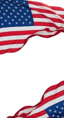 Fototapeta premium Waving american flags on white background
