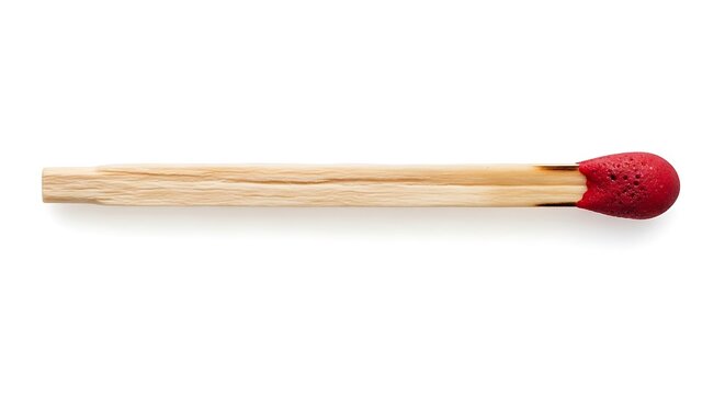 Single matchstick isolated wooden stick red head for fire lighting