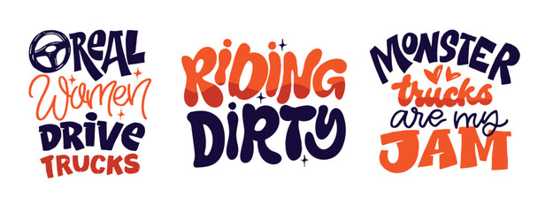 Funny hand drawn doodle lettering quote about truck driver. Lettering for t-shirt design, mug print, bag print, clothes fashion. 100% hand drawn vector image.  © jane55