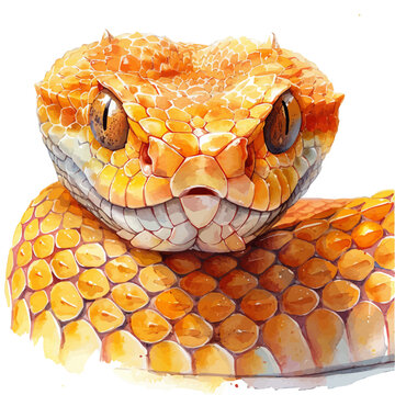 Desert Horned Viper, clipart watercolor vector with gentle, isolated on a white background.