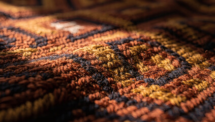 Fototapeta premium Traditional Latin American Handwoven Textile Macro - Colorful Artisan Fabric Texture Detail
