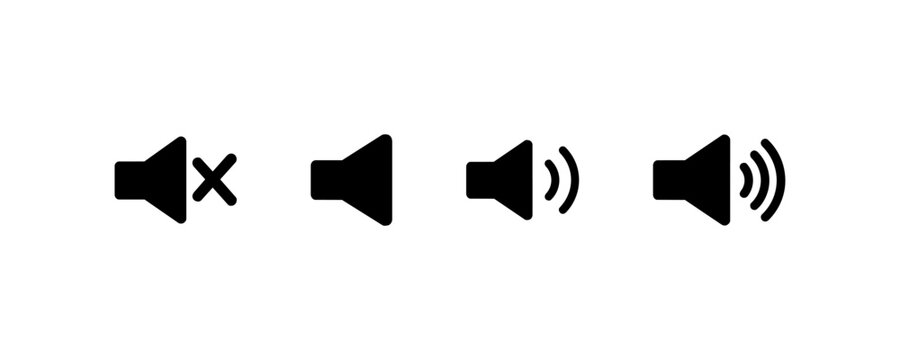 Volume speaker sound icon set mute to loud