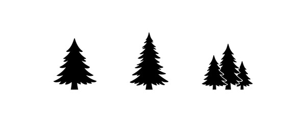 Pine tree silhouette icon set forest collection © Santa