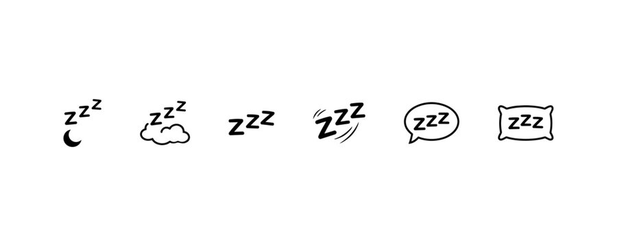 Sleep icons set snoring zzz symbol collection