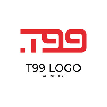 Modern Geometric T99 Number Logo Design with Customizable Tagline Template