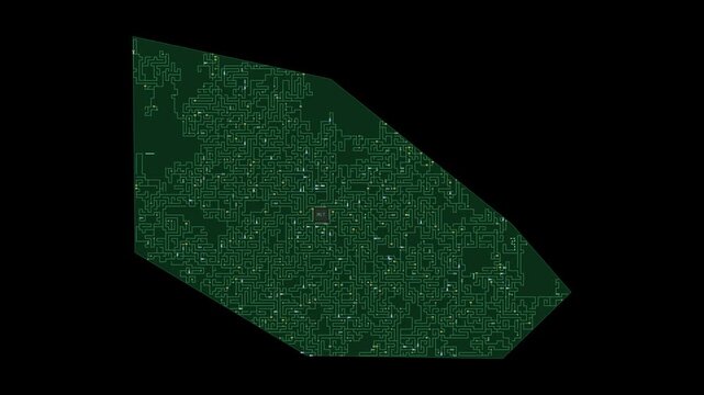 Circuit board map animation of Malta &ndash; Digital PCB Territory Visualization, Technology, Communication