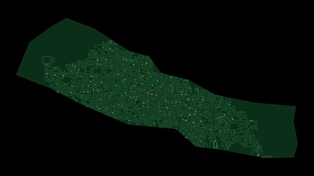 Circuit board map animation of Nepal &ndash; Digital PCB Territory Visualization, Technology, Communication