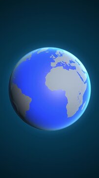 The animation shows a graphic representation of the earth and highlights the location and map of Montenegro colored red in vertical format.