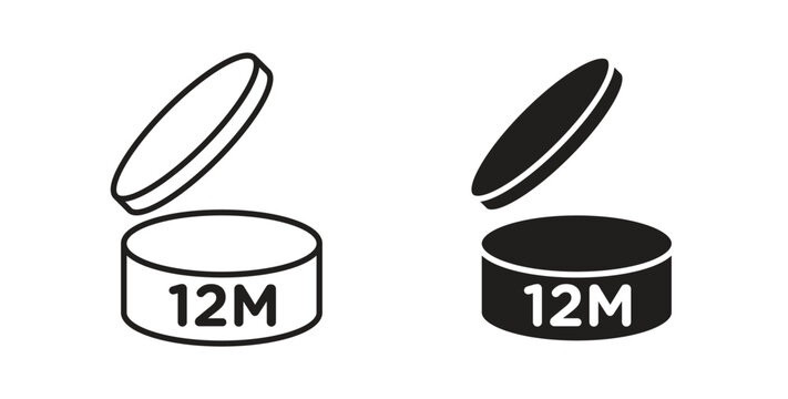 12M icon in black color. Vector icons on white background