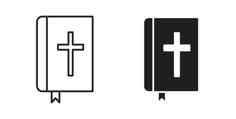 Obraz premium Bible icon in black color. Vector icons on white background