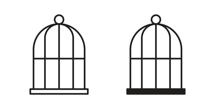 Bird cage icon in black color. Vector icons on white background