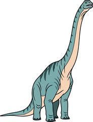 Obraz premium Cartoon sauropod dinosaur with long neck standing vector illustration