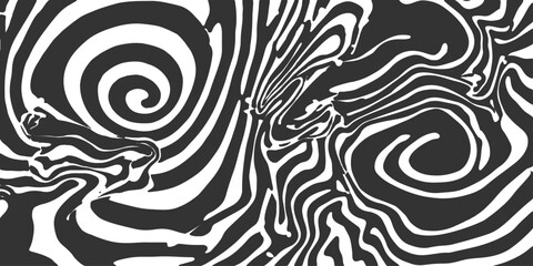 Fototapeta premium Abstract black and white vector background with a seamless zebra print texture featuring elegant wave lines and a vintage swirl pattern for a decorative art illustration wallpaper