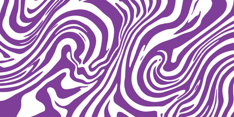 Abstract seamless vector pattern featuring a purple geometric background with pink waves, floral swirls, and black circular ornaments for a vintage textile wallpaper design © NAYEM