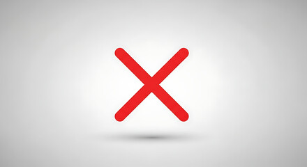 Obraz premium Red Cross Mark Symbol Isolated on a Light Gray Background with a Subtle Shadow