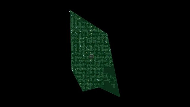 Circuit board map animation of Vanuatu &ndash; Digital PCB Territory Visualization, Technology, Communication
