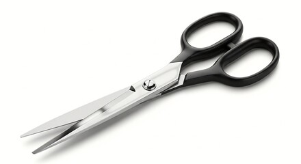 Fototapeta premium A pair of sharp scissors with black handles on a white background