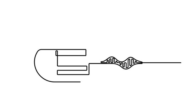 Animated self drawing of  continuous one line drawing of retro classic radio player video.  World radio day. Full length one line animation. 4K video