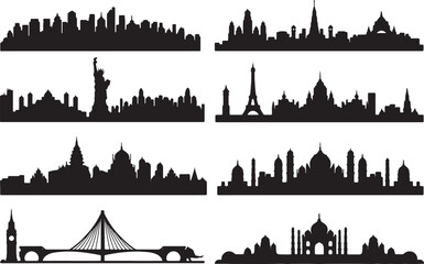 Obraz premium City skylines and famous landmarks silhouette collection