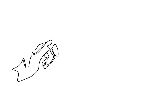 Animated self drawing of continuous line draw Hand Holding magnifying glass. Full length one line animation. 4K	