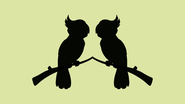 Birds silhouette on branch nature wildlife vector illustration design element for decorative background environment theme and minimal animal graphic use