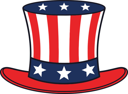 Patriotic uncle sam top hat illustration