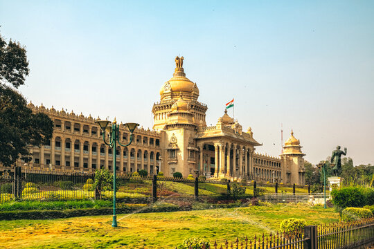 The Vidhana Soudha in Bangalore, tourist attraction of India. The seat of the state legislature of Karnataka