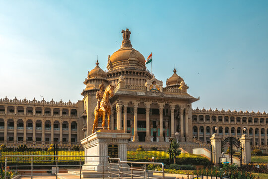 The Vidhana Soudha in Bangalore, tourist attraction of India. The seat of the state legislature of Karnataka