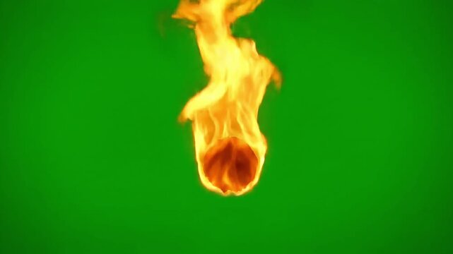 Bright orange explosion with fiery sparks on dark green gradient background