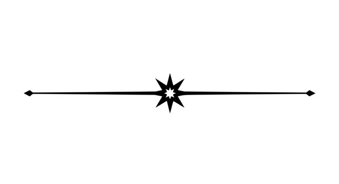 Starburst line divider graphic element with separating lines on transparent background
