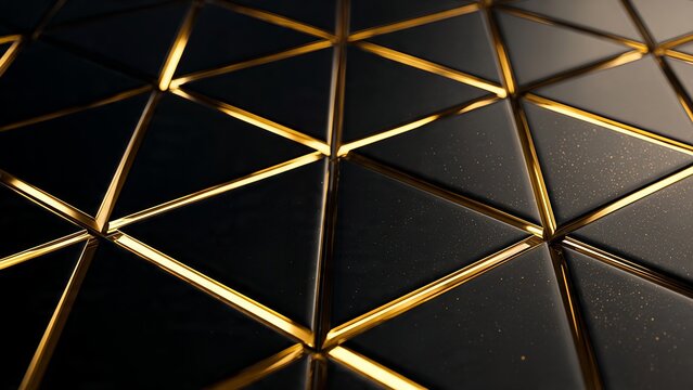 Abstract geometric pattern with gold and black triangular shapes
