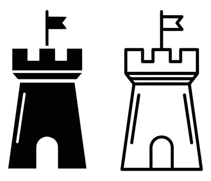 Castle Tower Vector Icon Set, Fort Illustration