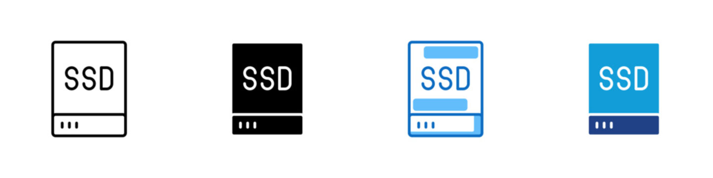 SSD Storage Multiple Style Icon Design Vector - Solid state drive unit representing high speed storage, data management, and hardware performance