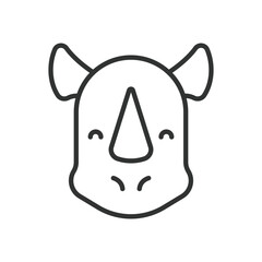 Rhino face, icon in line design. rhino, animal, wild, mammal, horn, africa, wildlife on white background vector. rhino face editable stroke icon © Bezvershenko