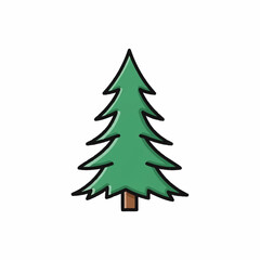 Obraz premium Simple Cartoon Evergreen Tree Illustration.