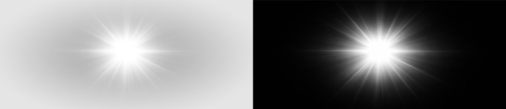 Radiant soft white starburst glow sparkle light rays png overlay element
