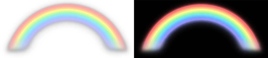 Soft glowing rainbow arc light colorful gradient effect png overlay element © Ivan