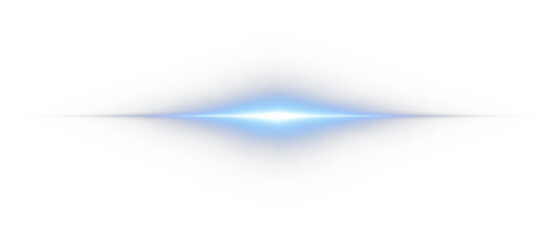 Soft blue lens flare light glow horizontal streak minimal effect png overlay element, on transparent background © Ivan