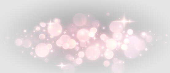 Pink glowing bokeh light circles sparkle particles soft effect png overlay element, on transparent background © Ivan