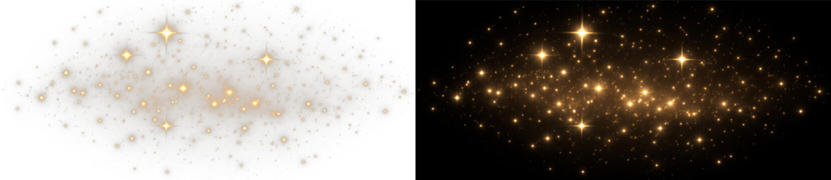 Golden glitter sparkle stars light particles glowing effect png overlay element