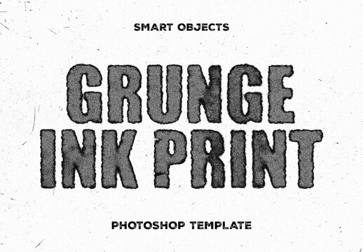 Grunge Ink Print Effect Mockup