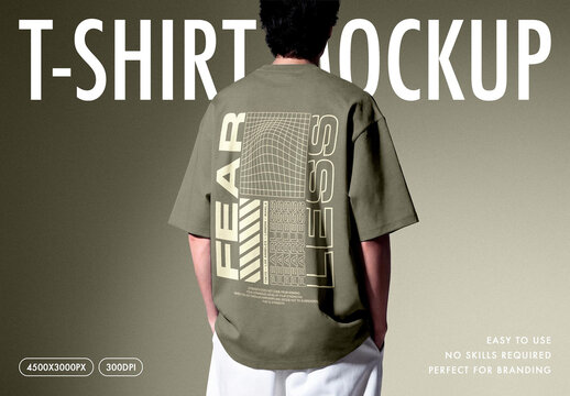 Back View Oversized T-Shirt Mockup