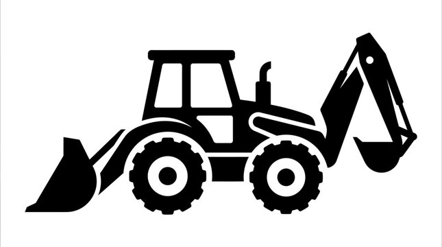 Black silhouette of a backhoe loader.