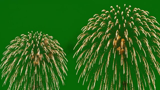 Fireworks against green screen